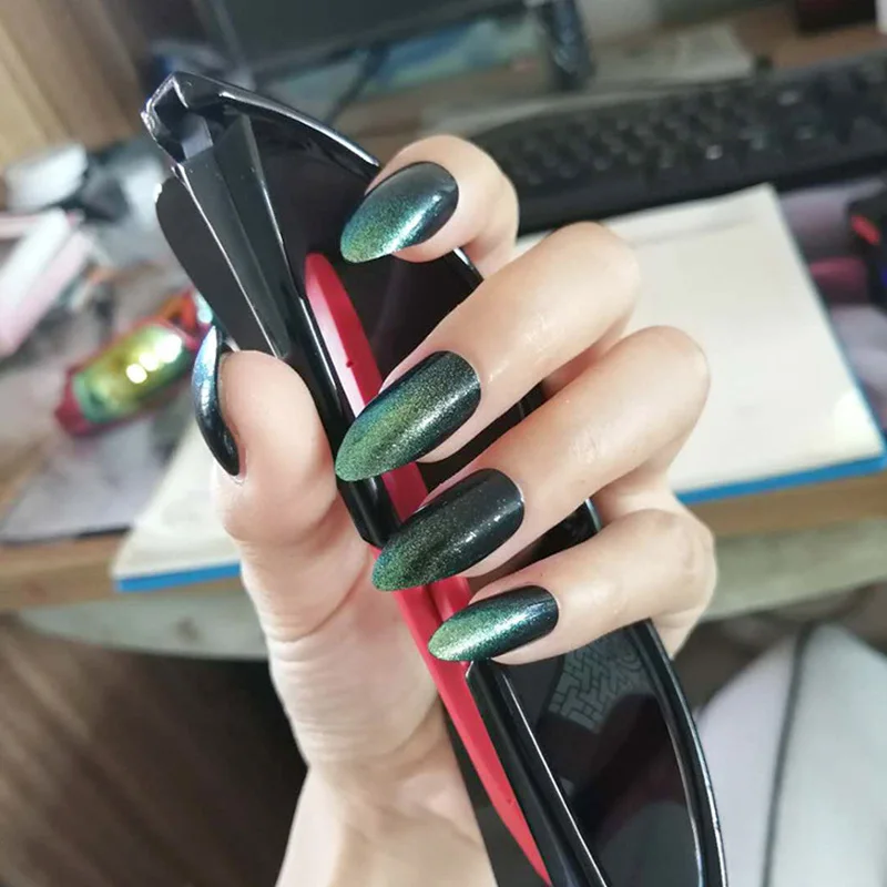 Stiletto Fingernails Long size High gloss Diy Nail Art Tip Accessory 24 PCS Dark green glitter Phototherapy Fake nails with glue
Stiletto Fingernails Long size High gloss Diy Nail Art Tip Accessory 24 PCS Dark green glitter Phototherapy Fake nails with glue
