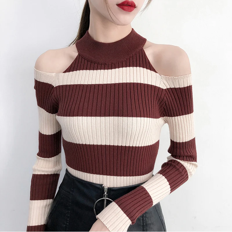 Sueter Mujer 2018 Turtleneck Sexy Off Shoulder Sweaters Pullovers Pull Femme Long Sleeve Stripe Sweater Woman Winter Clothes
Sueter Mujer 2018 Turtleneck Sexy Off Shoulder Sweaters Pullovers Pull Femme Long Sleeve Stripe Sweater Woman Winter Clothes