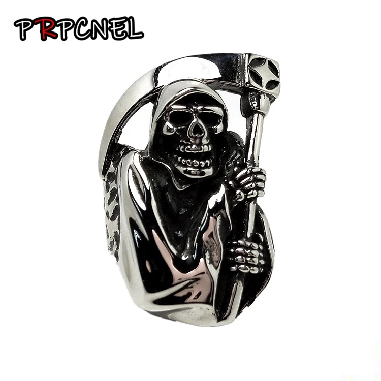 Wholesale Hip hop Death Skull Biker Ring Stainless Steel Jewelry High Quality Grim Reaper Skull Motor Biker Ring Mens Ring
Wholesale Hip hop Death Skull Biker Ring Stainless Steel Jewelry High Quality Grim Reaper Skull Motor Biker Ring Mens Ring