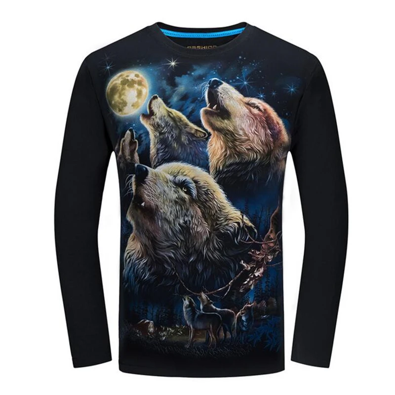 Autumn Winter Cotton T-Shirts Men Big Size T Shirts Street hip hop Long sleeves Fashion 3D wolf print Tops Tees Male Clothing
Autumn Winter Cotton T-Shirts Men Big Size T Shirts Street hip hop Long sleeves Fashion 3D wolf print Tops Tees Male Clothing