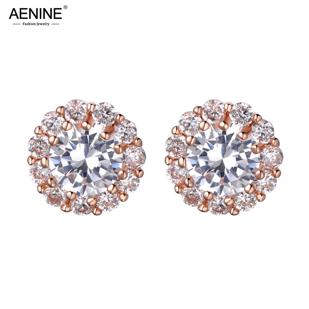 AENINE Trendy Sparkling Round AAA Cubic Zirconia Stud Earrings For Women Rose Gold Color Crystal Wedding Earrings Jewelry CE030
AENINE Trendy Sparkling Round AAA Cubic Zirconia Stud Earrings For Women Rose Gold Color Crystal Wedding Earrings Jewelry CE030