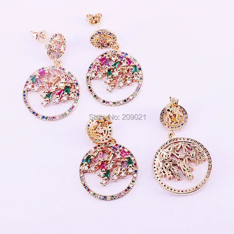 4Pairs Cubic Zirconia Rainbow Round Dangle earring, Gold color micro pave colourful CZ women earrings
4Pairs Cubic Zirconia Rainbow Round Dangle earring, Gold color micro pave colourful CZ women earrings