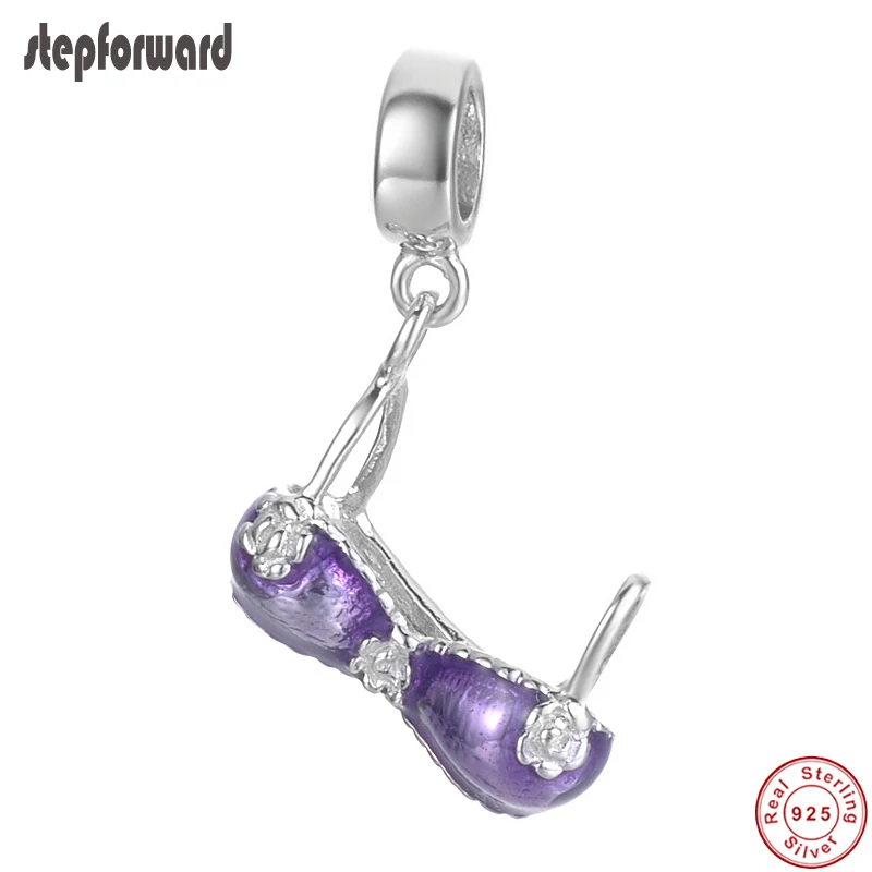 Original New Design Purple Underwear Nice 925 Sterling Silver Sex Bra Hanging Charm For Necklace And Bracelets Jewelry | Украшения и