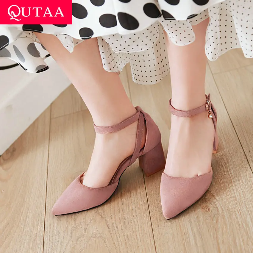 QUTAA 2020 Women Pumps Square High Heel PU Leather Two Piece Buckle Pointed Toe Shallow Shoes Simple and Fashion Style Size34-43
QUTAA 2020 Women Pumps Square High Heel PU Leather Two Piece Buckle Pointed Toe Shallow Shoes Simple and Fashion Style Size34-43