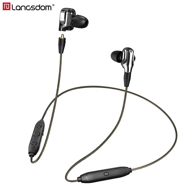 Langsdom BD35 MMCX Bluetooth наушники с HD микрофоном двойной драйвер бас Беспроводные DIY