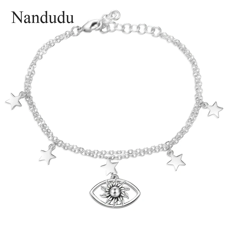 Nandudu Star & Sun Flower Eye Charm Bracelet for Women Silver Color Fashion Jewelry Double Chains Bangle Gift B1089
Nandudu Star & Sun Flower Eye Charm Bracelet for Women Silver Color Fashion Jewelry Double Chains Bangle Gift B1089