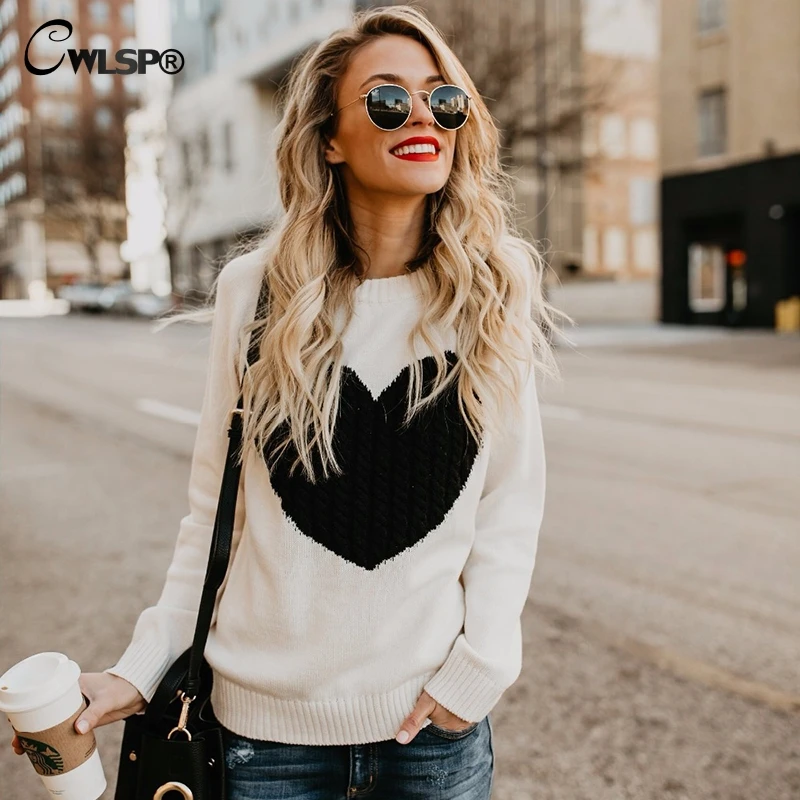 CWLSP 2018 Fashion Women Sweaters Solid Loose Pullover Crew Neck Long Sleeve Autumn&Winter Female Tops With Love QZ2893
CWLSP 2018 Fashion Women Sweaters Solid Loose Pullover Crew Neck Long Sleeve Autumn&Winter Female Tops With Love QZ2893