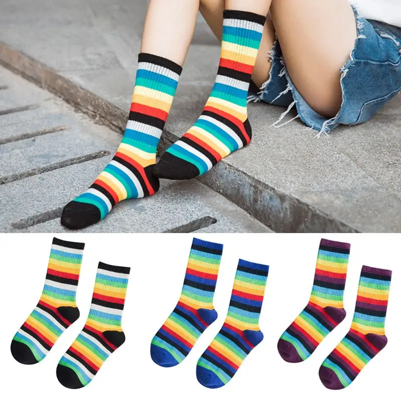 Unisex Teens Contrast Color Rainbow Striped Crew Socks Harajuku Hip-Hop Sports Streetwear Hipster Retro Cotton Long Tube Hosiery
Unisex Teens Contrast Color Rainbow Striped Crew Socks Harajuku Hip-Hop Sports Streetwear Hipster Retro Cotton Long Tube Hosiery