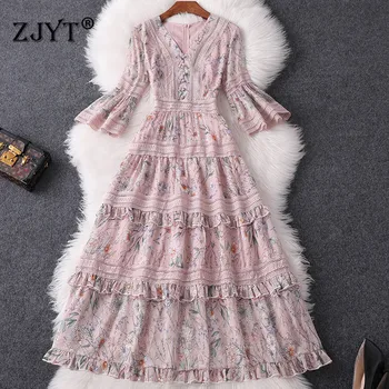 Fashion Women Designer Summer Runway Dress 2020 Elegant V Neck Flare Sleeves Print Hollow Out Patchwork Chiffon Beach Vestidos
Fashion Women Designer Summer Runway Dress 2020 Elegant V Neck Flare Sleeves Print Hollow Out Patchwork Chiffon Beach Vestidos
