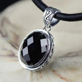 Real Pure 925 Sterling Silver Black Agate Pendant For Women With Natural Stones Faceted Antique Retro Fine Jewelry
Real Pure 925 Sterling Silver Black Agate Pendant For Women With Natural Stones Faceted Antique Retro Fine Jewelry