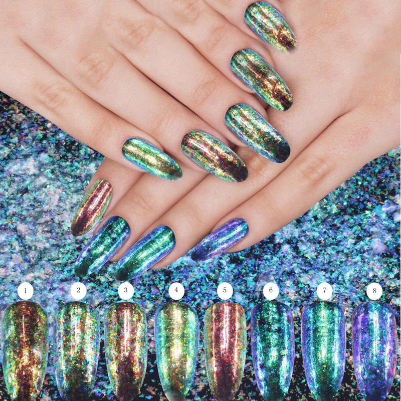 0.2g/Box Magical Starry Sky Mirror Glitter Effects Chameleon Brocade Cloud Powder Pigment Laser Sequins Nail Art Decorations
0.2g/Box Magical Starry Sky Mirror Glitter Effects Chameleon Brocade Cloud Powder Pigment Laser Sequins Nail Art Decorations
