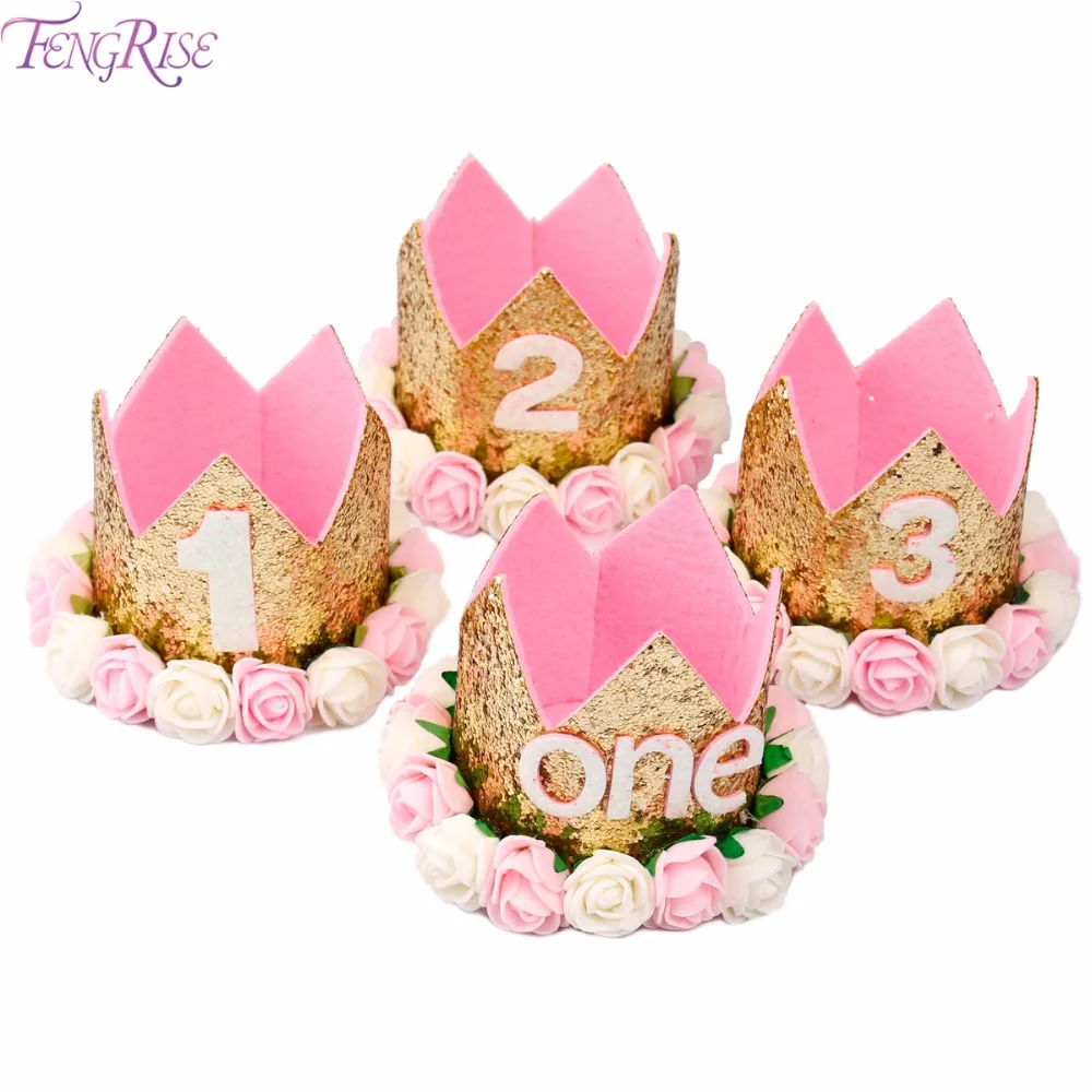 FENGRISE/шапка для первого дня рождения маленьких девочек вечерние кепки розовая