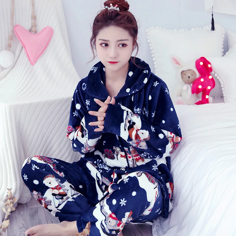Christmas Pajamas Ladies Thicken Autumn Winter Flannel Long Sleeves Home Wear Sweet Memory S005
Christmas Pajamas Ladies Thicken Autumn Winter Flannel Long Sleeves Home Wear Sweet Memory S005