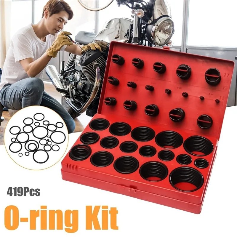 419Pcs DIY Materials High Quality Durable Seal Plumbing Garage Kit Assorted O Ring Rubber Assortment Set with Case#294383 |