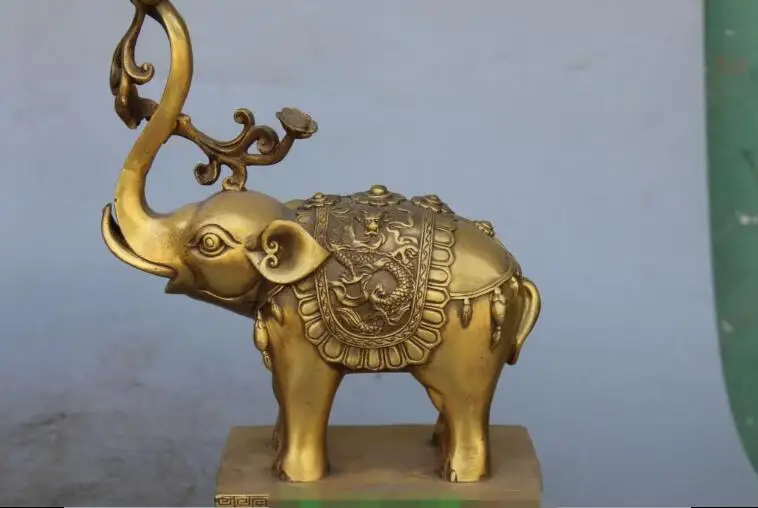 S2053 12" Chinese Bronze Brass JiXiang Elephant Dragon Candlestick Holder Pair Statue
S2053 12" Chinese Bronze Brass JiXiang Elephant Dragon Candlestick Holder Pair Statue