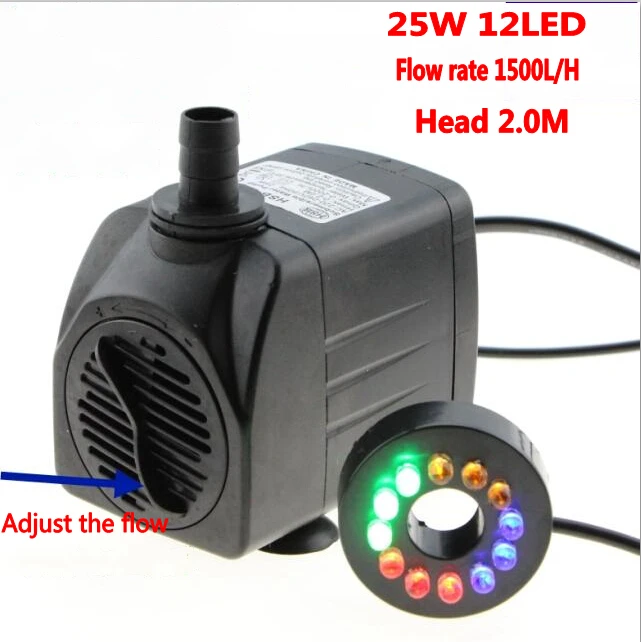 AC 220V 1500L/H 25W Submersible Water Pump With 12 LED lights For Aquarium Fish Tank Pond Fountain 220-240V EU plug
AC 220V 1500L/H 25W Submersible Water Pump With 12 LED lights For Aquarium Fish Tank Pond Fountain 220-240V EU plug