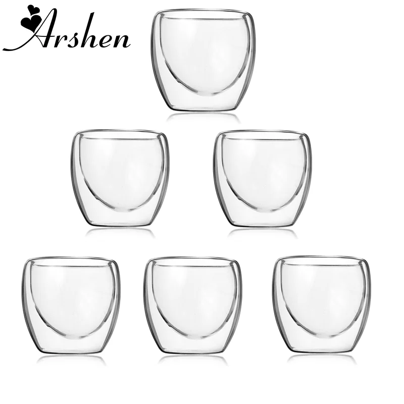 Arshen 6pcs/Set 80ml Double Wall Glass Clear Handmade Heat Resistant Mini Tea Drink Healthy Drink Mug Coffee Insulated Glass
Arshen 6pcs/Set 80ml Double Wall Glass Clear Handmade Heat Resistant Mini Tea Drink Healthy Drink Mug Coffee Insulated Glass