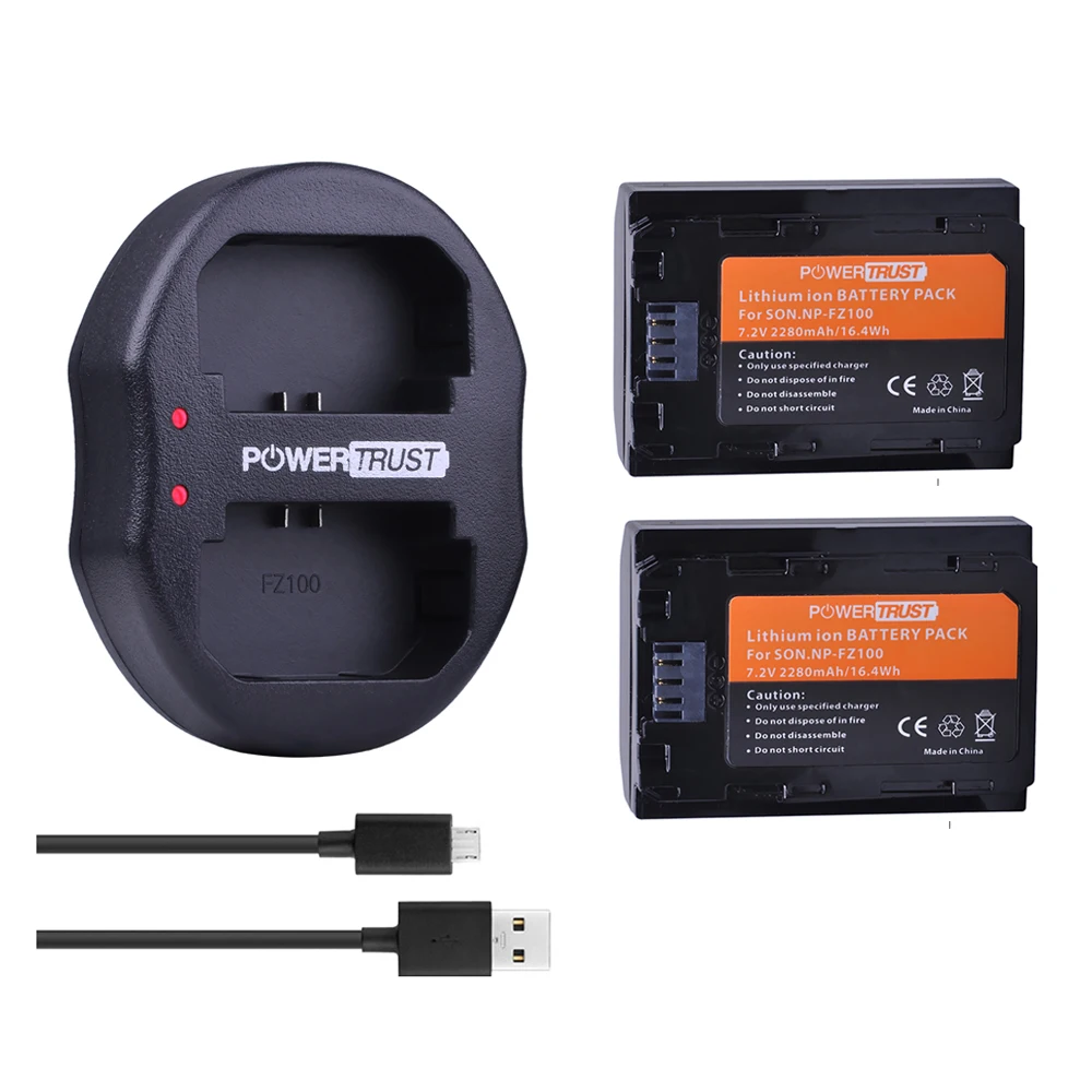 2x 2280mAh NP-FZ100 NPFZ100 NP FZ100 Battery + Dual USB Charger for Sony BC-QZ1 Alpha 9 9R A9R 9S ILCE-9 A7R A7 III ILCE-7M3
2x 2280mAh NP-FZ100 NPFZ100 NP FZ100 Battery + Dual USB Charger for Sony BC-QZ1 Alpha 9 9R A9R 9S ILCE-9 A7R A7 III ILCE-7M3