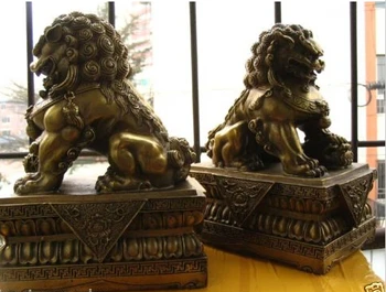SCY Large A Pair Bronze Chinese Lion Foo Dog Statue Figure Sculpture Height 24CM
SCY Large A Pair Bronze Chinese Lion Foo Dog Statue Figure Sculpture Height 24CM
