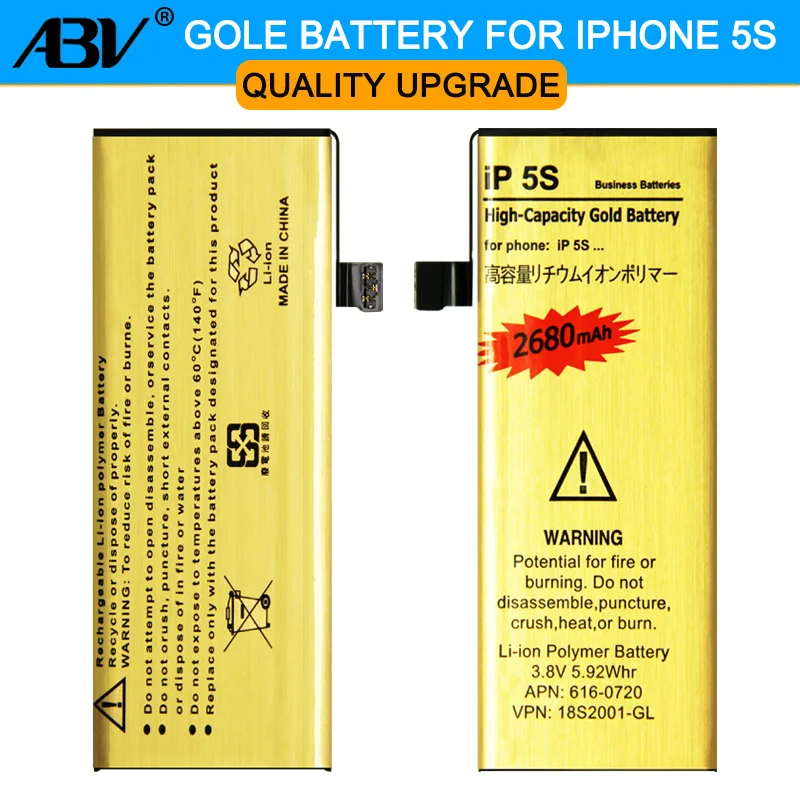 Original ABV Brand New Good Quality Golden bateria ip5s Mobile Phone Battery for Apple iPhone 5S iphone5S 5C Battery 2019 New
Original ABV Brand New Good Quality Golden bateria ip5s Mobile Phone Battery for Apple iPhone 5S iphone5S 5C Battery 2019 New