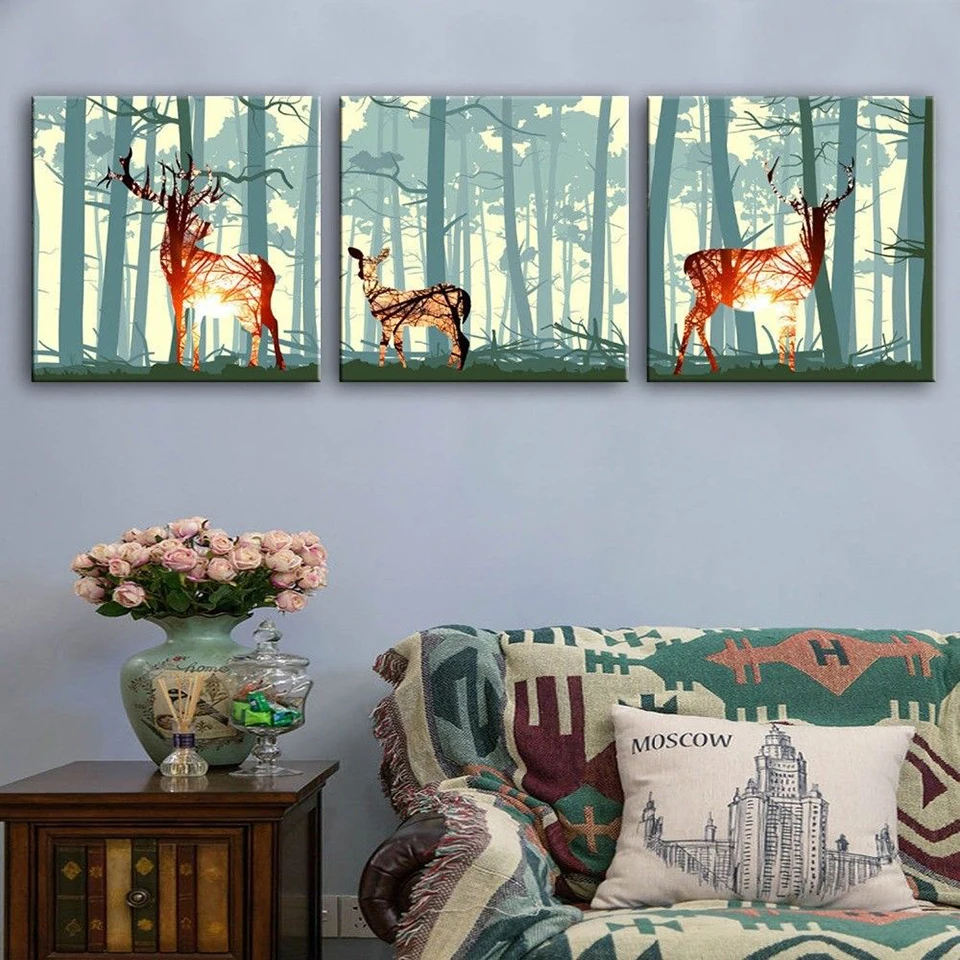 Modular Poster Home Decor Wall Art 3 Pieces Forest Deer Landscape Frame HD Printed Modern Canvas Living Room Pictures Paintings
Modular Poster Home Decor Wall Art 3 Pieces Forest Deer Landscape Frame HD Printed Modern Canvas Living Room Pictures Paintings