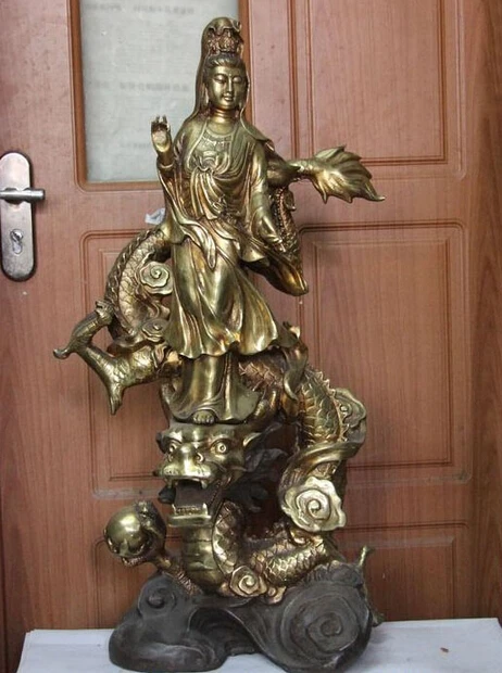 S1203 26" Chinese Buddhism Copper Brass Station dragon Guanyin Kwan-yin Buddha Statue D0318
S1203 26" Chinese Buddhism Copper Brass Station dragon Guanyin Kwan-yin Buddha Statue D0318