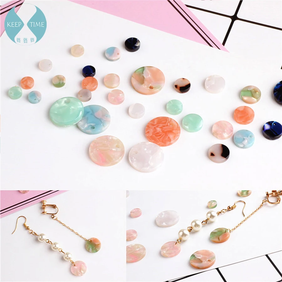 

Ritoule DIY earrings, pendants, ornaments, materials, accessories, Korean imports, acetic acid, fresh powder, green round film