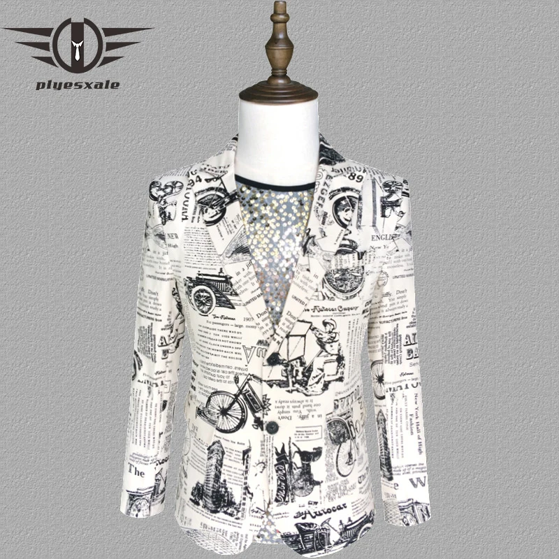 Plyesxale Retro Vintage Newspaper Print Casual Blazer Hombre 2019 High Quality Stage Costumes For Singers Bar Prom Blazers Q313
Plyesxale Retro Vintage Newspaper Print Casual Blazer Hombre 2019 High Quality Stage Costumes For Singers Bar Prom Blazers Q313