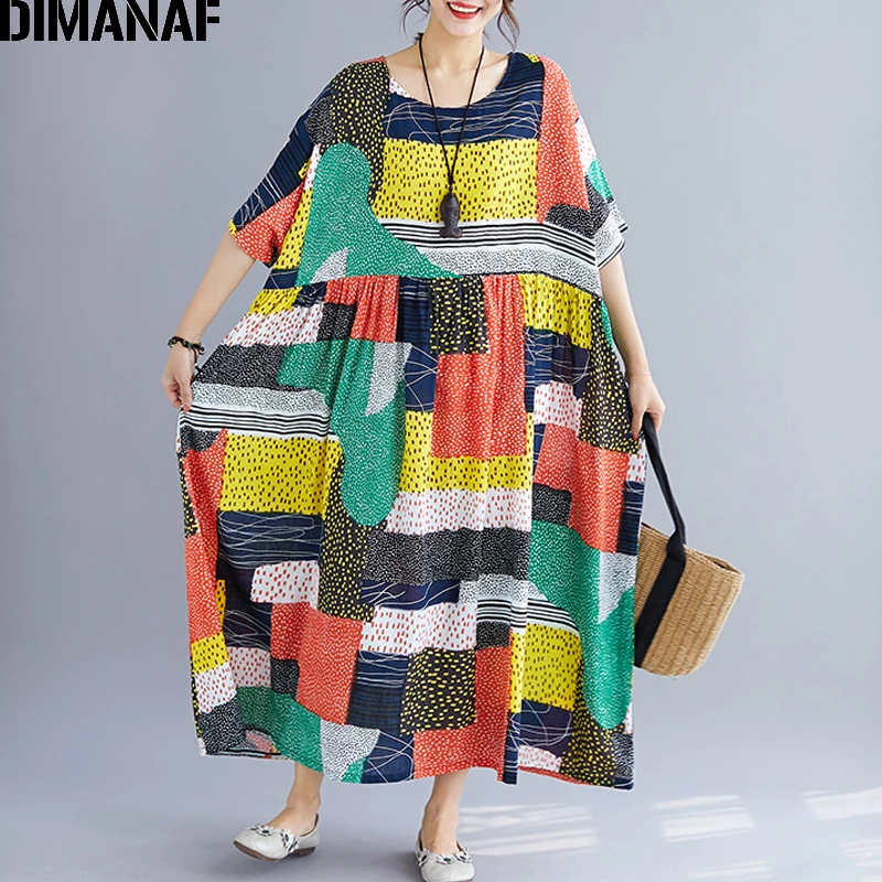 DIMANAF Plus Size Women Beach Dress Big Size Female Vestidos Sundress Summer Holiday Cotton Print Loose Lady Maxi Dress 5XL 6XL
DIMANAF Plus Size Women Beach Dress Big Size Female Vestidos Sundress Summer Holiday Cotton Print Loose Lady Maxi Dress 5XL 6XL