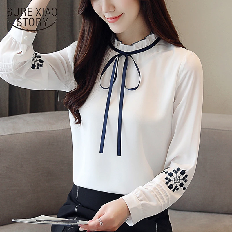 New 2018 Autumn Embroidered Chiffon Women Blouse Shirt Long Sleeve Slim Bow Tie Femme Tops Bottoming Shirt Clothing 0857 30
New 2018 Autumn Embroidered Chiffon Women Blouse Shirt Long Sleeve Slim Bow Tie Femme Tops Bottoming Shirt Clothing 0857 30