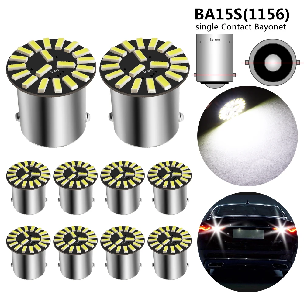 10pcs 1156 BA15S P21W LED Bulbs S25 4014 SMD 19 Chips 6500K White For Car Auto Reverse Backup Tail Light Side Marker Lamp DC 12V
10pcs 1156 BA15S P21W LED Bulbs S25 4014 SMD 19 Chips 6500K White For Car Auto Reverse Backup Tail Light Side Marker Lamp DC 12V