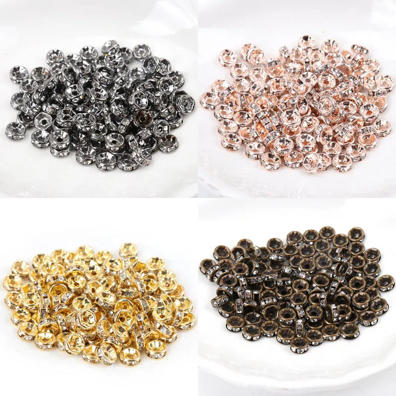 Metal Gold Rose Silver Black Crystal Rhinestone Rondelle Spacer Loose Beads For DIY Jewelry Making Accessories 4 6 8 10mm 50pcs
Metal Gold Rose Silver Black Crystal Rhinestone Rondelle Spacer Loose Beads For DIY Jewelry Making Accessories 4 6 8 10mm 50pcs