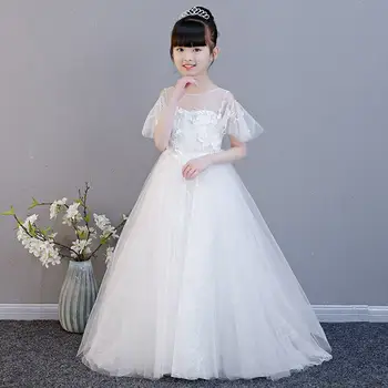 2019 Kids Girl Lace Beads Wedding Party Dress Teen Girl Tulle Pearls Princess Gown Children First Communion Trailing Dress Q646 
2019 Kids Girl Lace Beads Wedding Party Dress Teen Girl Tulle Pearls Princess Gown Children First Communion Trailing Dress Q646