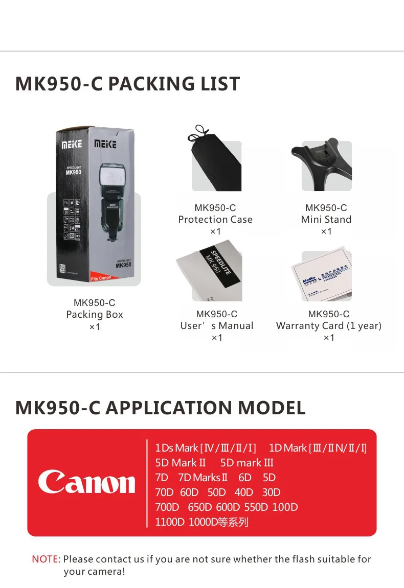 Meike MK950 E-TTL TTL Speedlight Camera Flash for Canon 1300D EOS 5D II 6D 7D 50D 60D 70D 550D 600D 650D 700D 580EX 430EX+GIFT