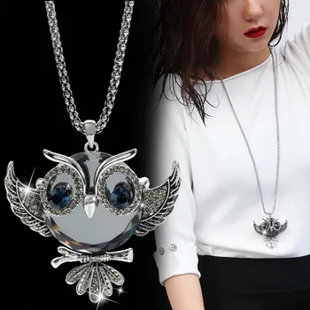 Wholesale Classic Owl Necklace Silver Color Long Popcorn Chain Animal Crystal Rhinestone Pendant Necklace For Women Gift Jewelry
Wholesale Classic Owl Necklace Silver Color Long Popcorn Chain Animal Crystal Rhinestone Pendant Necklace For Women Gift Jewelry