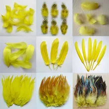 20 pcs 11 tipos Cor Amarelo Faisão cauda penas de Galinha Galo Pluma de Ganso para o Partido do Ofício DIY decoração Da pena Da Avestruz(China)