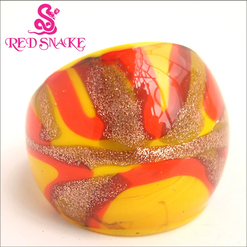 RED SNAKE Fashion Ring Handmade Yellow with red and golden sand drawing Murano Glass Rings
RED SNAKE Fashion Ring Handmade Yellow with red and golden sand drawing Murano Glass Rings