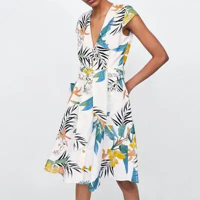 2018 summer za Women leaf print shivering za sleeveless one-piece Dress Hot Sale Women Clothing vestidos
2018 summer za Women leaf print shivering za sleeveless one-piece Dress Hot Sale Women Clothing vestidos