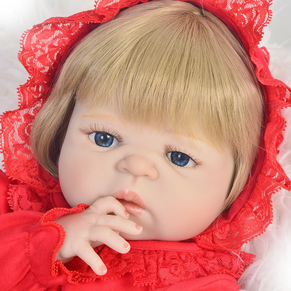 23 "57 см кукла bebes reborn Блонд Волосы девочка Младенцы силиконовые куклы игрушки wiht