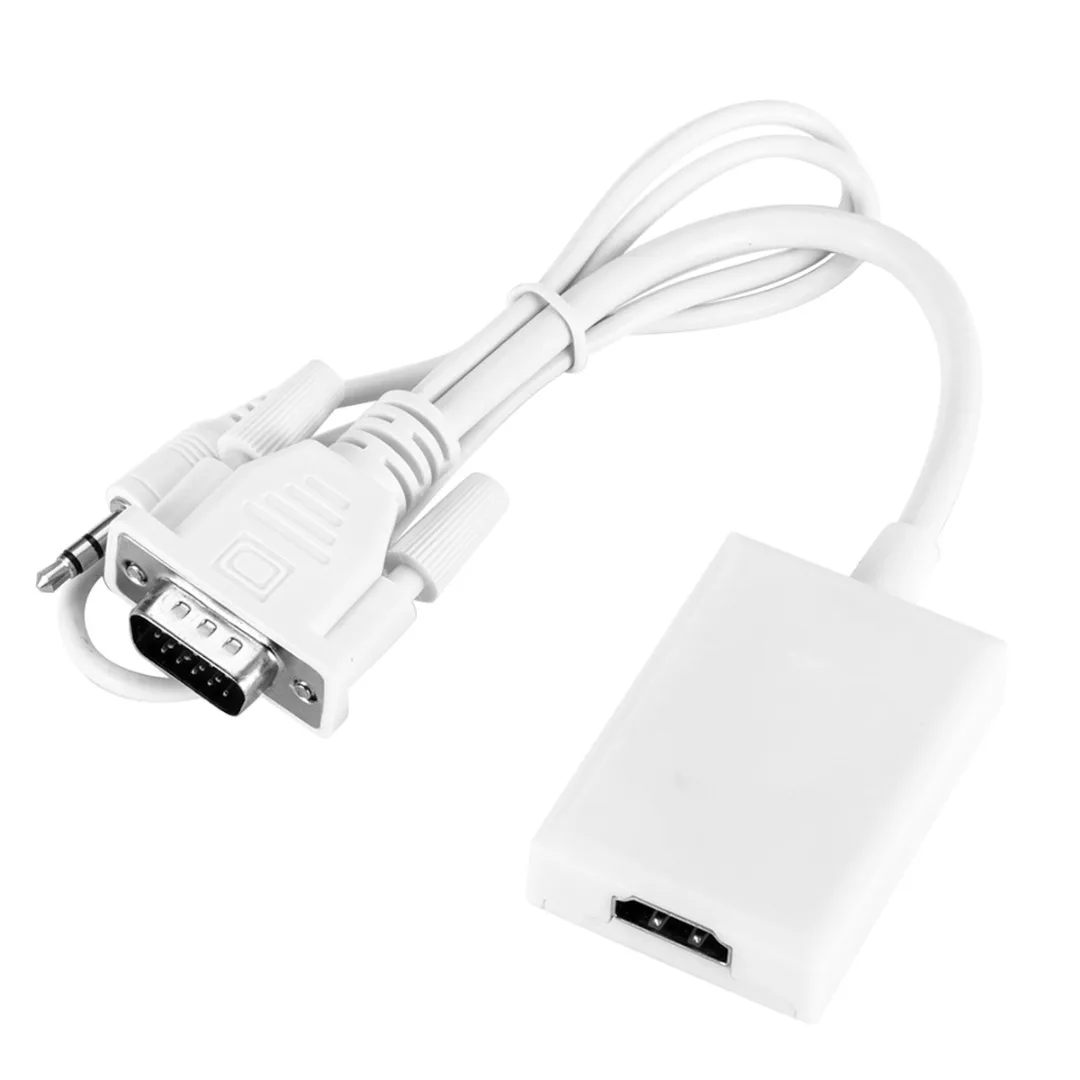 Pohiks 1pc VGA To HDMI 1080P HD With Audio Cable Converter For HDTV PC Laptop TV Computer Notebook DVD Player