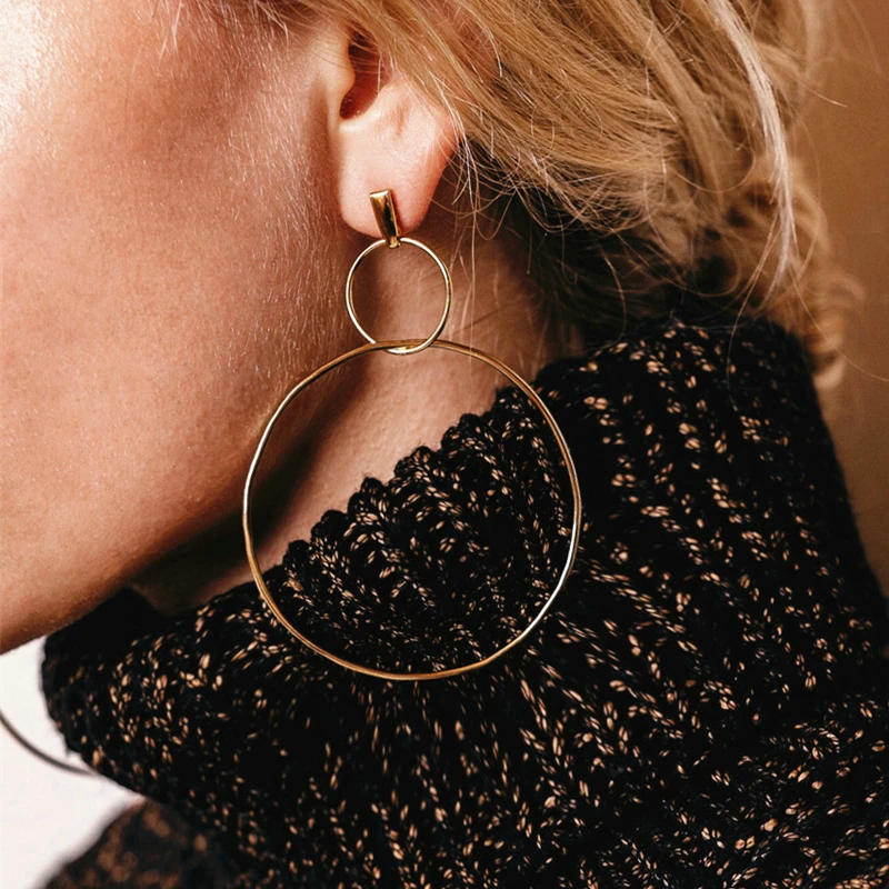 Double Round Circle Gold Silver Color Geometric Pendants Drop Earrings for Women Personality Simple Dangle Earring Wholesale
Double Round Circle Gold Silver Color Geometric Pendants Drop Earrings for Women Personality Simple Dangle Earring Wholesale