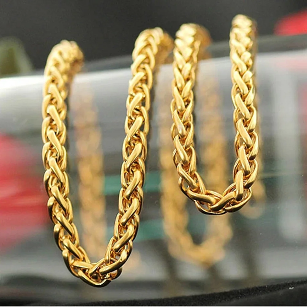 6MM Wide High Quality 316L Stainless Steel Gold Wheat Braided Link Chain Mens Unisexs Necklace Or Bracelet 7-40" New Year Gift
6MM Wide High Quality 316L Stainless Steel Gold Wheat Braided Link Chain Mens Unisexs Necklace Or Bracelet 7-40" New Year Gift