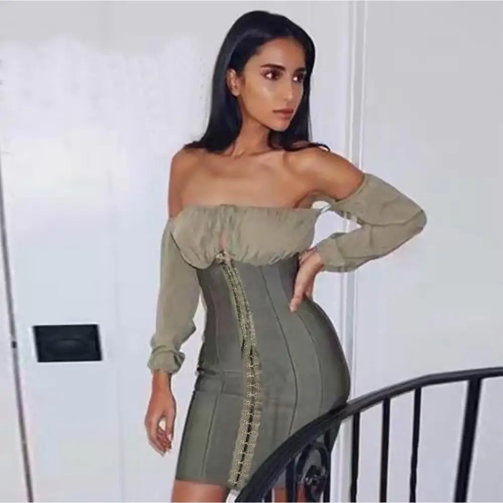2019 Summer New Splicing Dress Long Sleeve Sexy Mini Strapless Skinny Bandage Dress Party Club Dress
2019 Summer New Splicing Dress Long Sleeve Sexy Mini Strapless Skinny Bandage Dress Party Club Dress