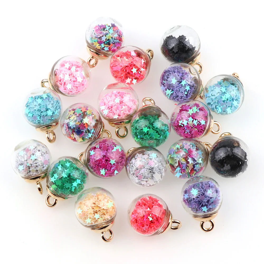 10Pcs/Set 16mm Korean Style Quicksand Star Sequin DIY Charms Colorful Transparent Glass Ball Earrings Jewelry Accessories
10Pcs/Set 16mm Korean Style Quicksand Star Sequin DIY Charms Colorful Transparent Glass Ball Earrings Jewelry Accessories