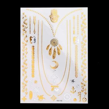 1 Sheet Body Art Decal Flash Tattoo Metallic Gold Silver Temporary YH-110 Chic Henna Moon Feather Necklace Picture Tatoo Sticker
1 Sheet Body Art Decal Flash Tattoo Metallic Gold Silver Temporary YH-110 Chic Henna Moon Feather Necklace Picture Tatoo Sticker