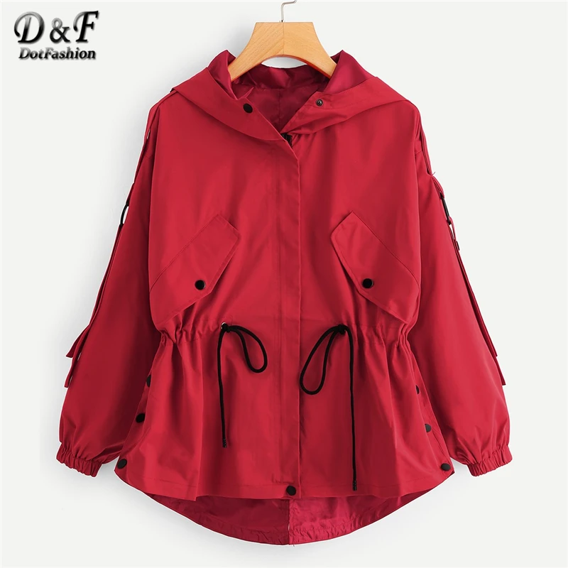Dotfashion Red Drawstring Waist Button Detail Hoodie Outerwear Women Casual 2019 Fall Hooded Long Sleeve Zipper Clothing Coat
Dotfashion Red Drawstring Waist Button Detail Hoodie Outerwear Women Casual 2019 Fall Hooded Long Sleeve Zipper Clothing Coat