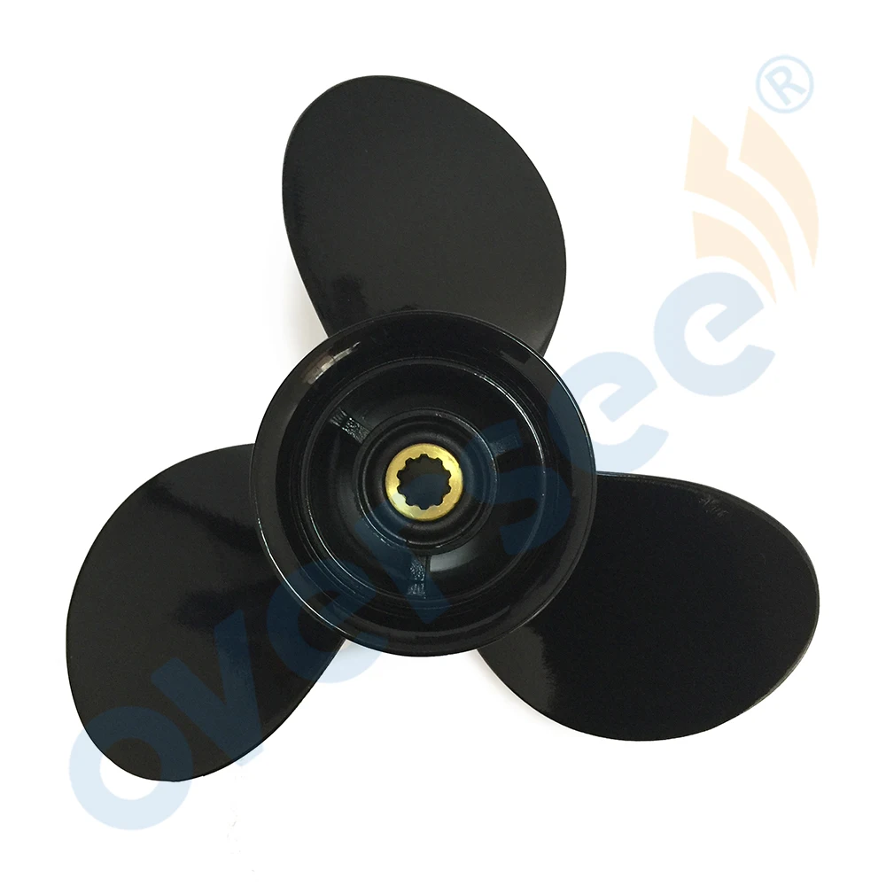 OVERSEE Aluminum Propeller 58100-93743-019 3X9 1/4X11 Black 9.9, 15 HP For SUZUKI Outboard Engine 