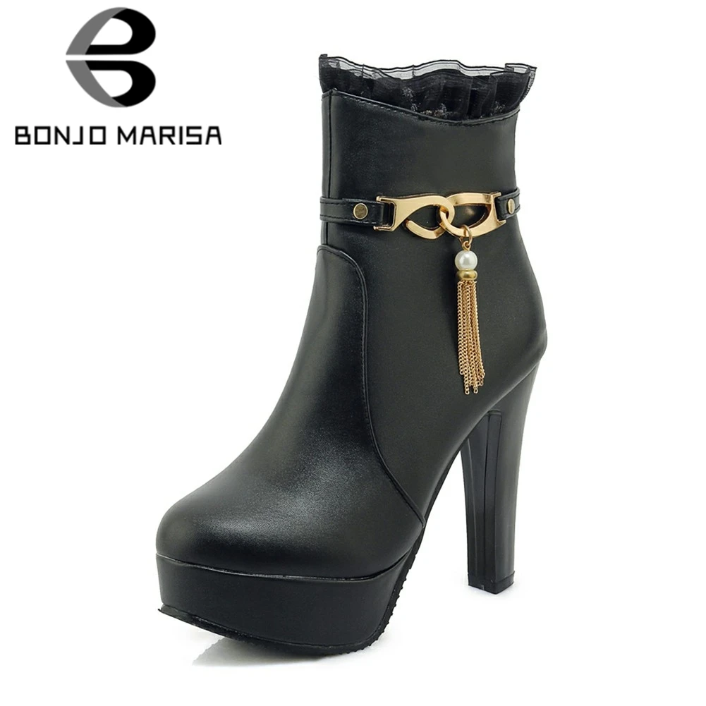 BONJOMARISA Brand Plus Size 33-46 Metal Chain Platform Ankle Boots Women Winter 2019 Lace Super High Heels Shoes Woman
BONJOMARISA Brand Plus Size 33-46 Metal Chain Platform Ankle Boots Women Winter 2019 Lace Super High Heels Shoes Woman