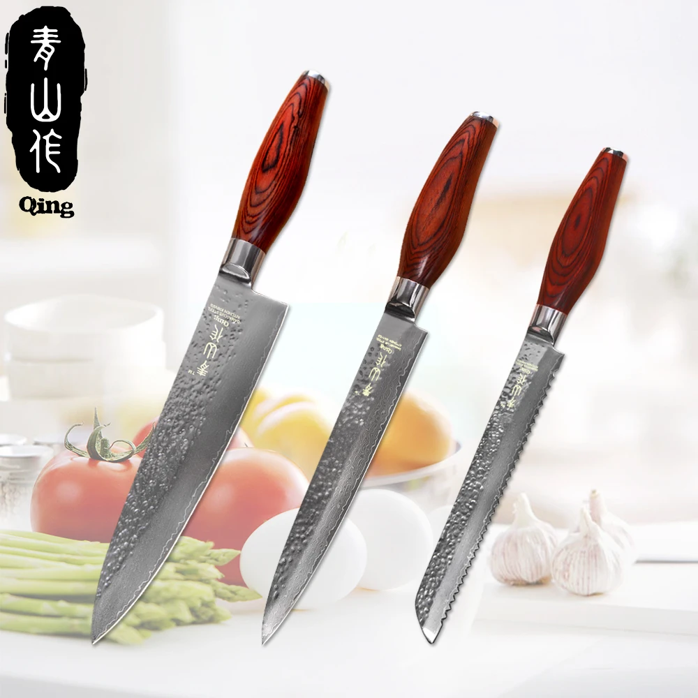 QING Damascus Knife Top Quality Kitchen Knives 8 inch Chef 8 inch Bread 8 inch Slicing Knife Best Gift Damascus Steel Knife Set
QING Damascus Knife Top Quality Kitchen Knives 8 inch Chef 8 inch Bread 8 inch Slicing Knife Best Gift Damascus Steel Knife Set