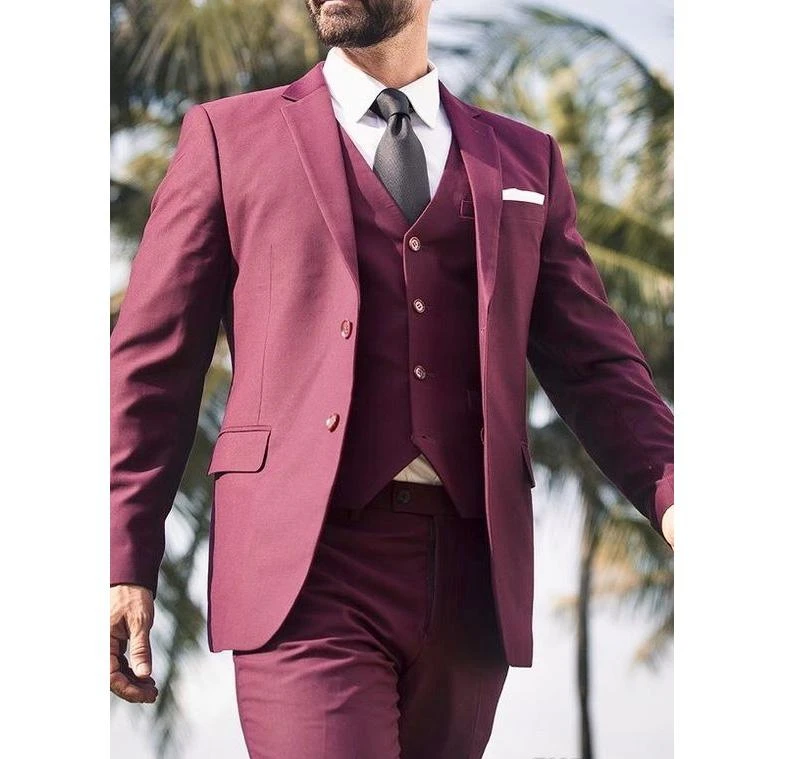2020 Burgundy Wedding Men Suits Notched Lapel Casual Style Blazer Jacket Pants Vest Tailored Made Male Suits Three Pieces
2020 Burgundy Wedding Men Suits Notched Lapel Casual Style Blazer Jacket Pants Vest Tailored Made Male Suits Three Pieces